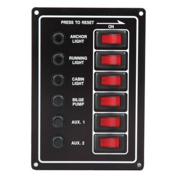 Elpanel med 6 strömbrytare och termosäkringar, 12V