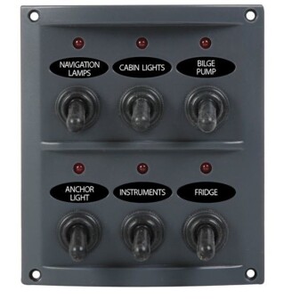 Elpanel stänktät 6 kontakter med lampor