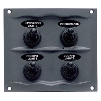 BEP Stänktäta elpanel med 4 strömbrytare, 12V