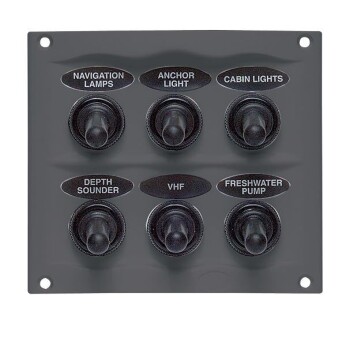 BEP Stänktäta elpanel med 6 strömbrytare, 12V
