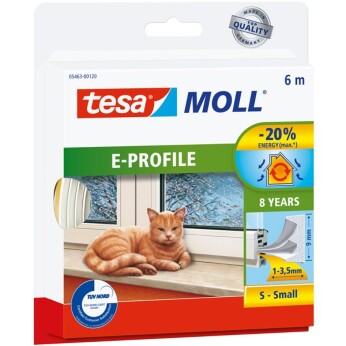 Tesa Tätningslist E-profil vit, 4x9mm
