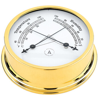 Autonautic Pacific 120 termo/hygrometer Ø120/110 mm förgylld mässing